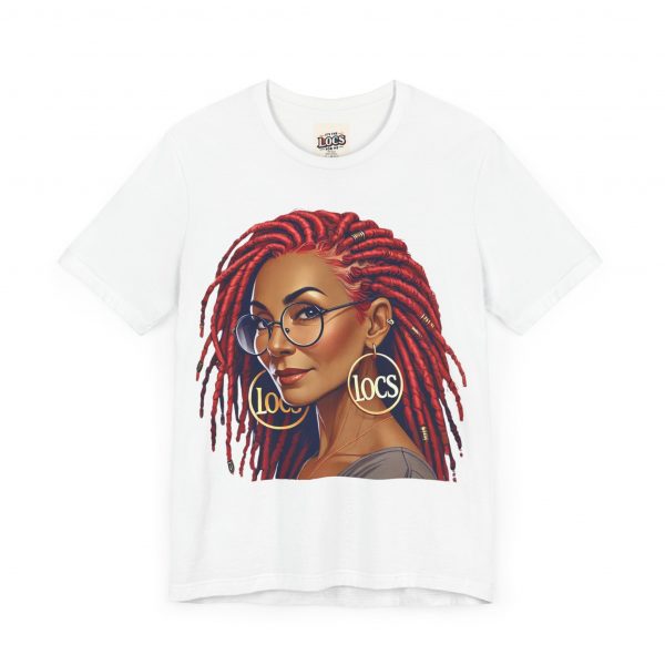 Empowering Woman with Locs White T-Shirt - Black Girl Art Tee, Afrocentric Fashion - Image 3