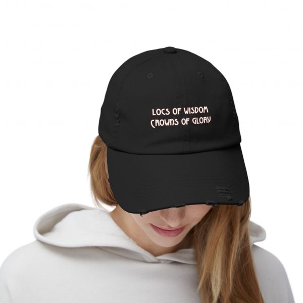 Pink Distressed Cap with Inspirational Embroidery | Locs of Wisdom | Crowns of Glory - Image 4