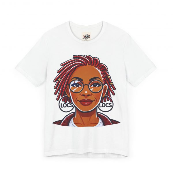 Empowering Woman with Locs White T-Shirt - Black Girl Art Tee, Afrocentric Fashion - Image 3