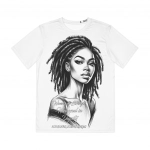 Elegant 'Wrapped in Dignity' Women's T-Shirt - Empowering Locs Portrait Tee, Monochrome Afrocentric Beauty Shirt