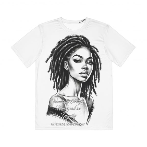 Elegant 'Wrapped in Dignity' Women's T-Shirt - Empowering Locs Portrait Tee, Monochrome Afrocentric Beauty Shirt