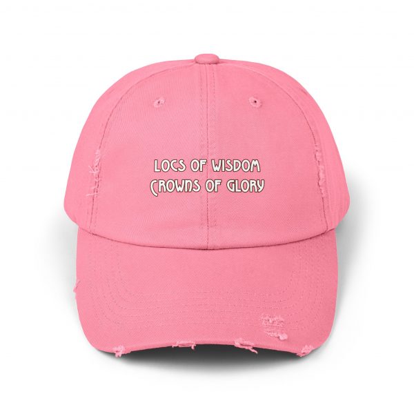 Pink Distressed Cap with Inspirational Embroidery | Locs of Wisdom | Crowns of Glory - Image 21