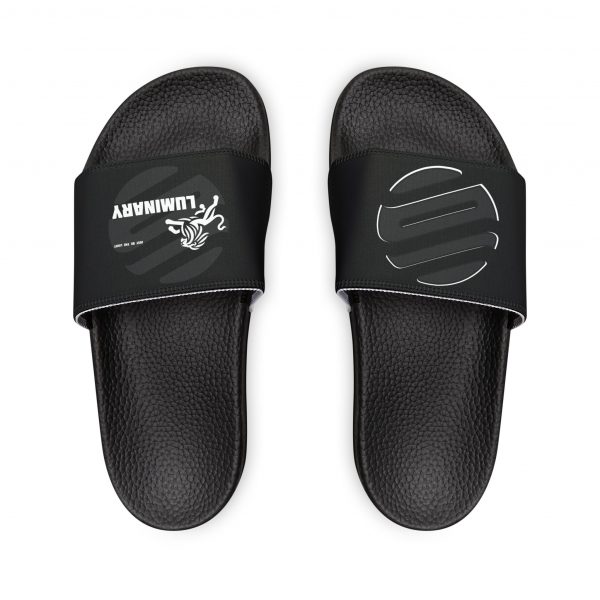 Luminary Black Slide Sandals with Lion Graphic - Stylish and Comfortable Footwear - Perfect for Casual Wear - Unisex Slides for Men and Women