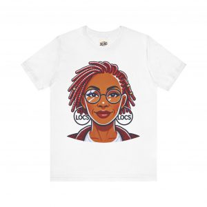 Empowering Woman with Locs White T-Shirt - Black Girl Art Tee, Afrocentric Fashion