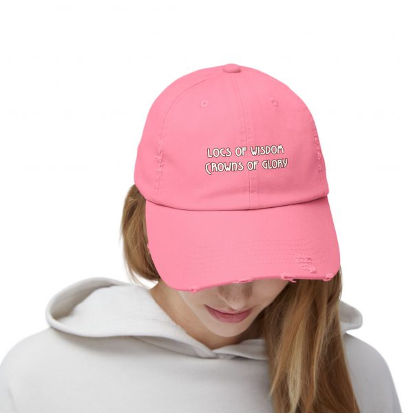 Pink Distressed Cap with Inspirational Embroidery | Locs of Wisdom | Crowns of Glory - Image 24