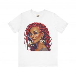 Empowering Woman with Locs White T-Shirt - Black Girl Art Tee, Afrocentric Fashion
