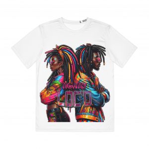 Vibrant 'Tightly Loc-d Polyester T-Shirt - Colorful Dreadlocks Art Tee, Urban Streetwear, Afrocentric Vibrance Fashion Top
