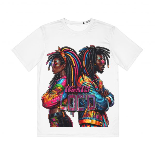 Vibrant 'Tightly Loc-d Polyester T-Shirt - Colorful Dreadlocks Art Tee, Urban Streetwear, Afrocentric Vibrance Fashion Top