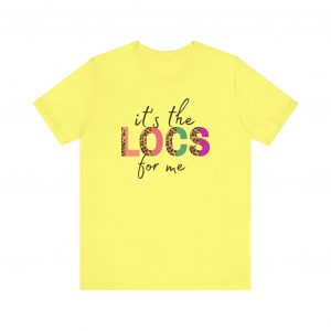 Stylish "It's the LOCS for Me" T-Shirt with Colorful Leopard Print and Hair Length Levels on Back
